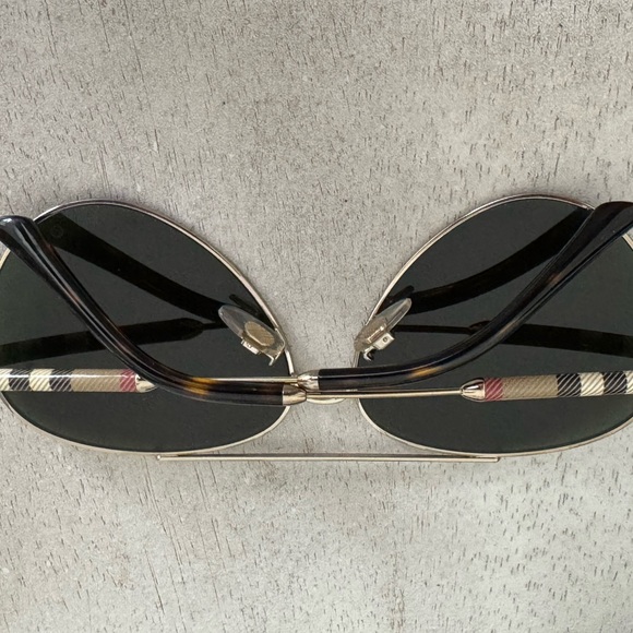 Burberry Gold Frame Aviator Sunglasses - Picture 3 of 3